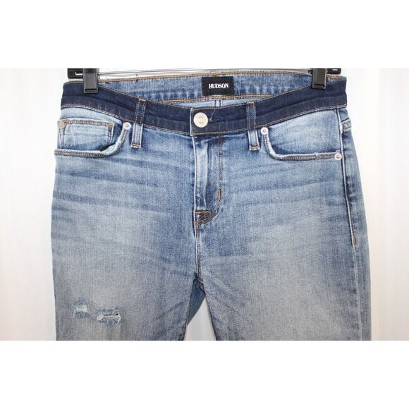 Hudson Womens Distressed Nico Midrise Crop Super Skinny 26 Jeans - Picture 2 of 6